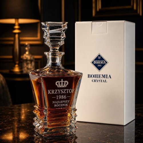 Karafka Kryształowa z Grawerem do Whisky i Nalewek ROCKY