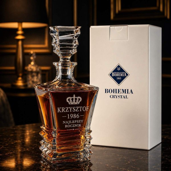 Karafka Kryształowa z Grawerem do Whisky i Nalewek ROCKY