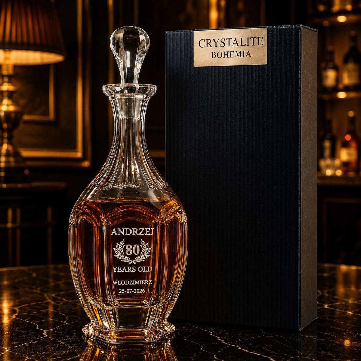 Karafka z Grawerem do Whisky, Wina i Nalewek SAFARI – Kryształowa