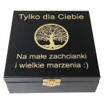 Pudełko na biżuterię z Grawerem - drewniane, czarne