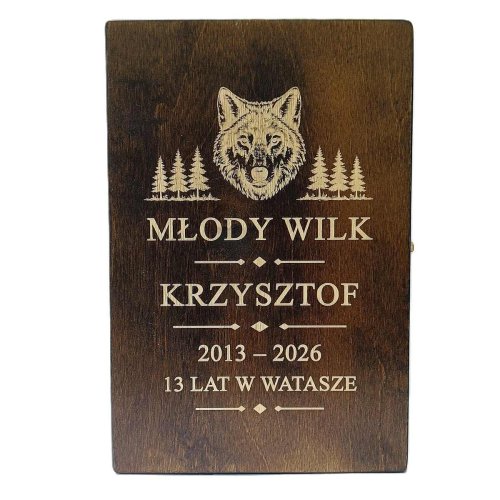 Drewniana Skrzynka na whisky z dedykacją dla Pracownika z okazji zakończenia pracy