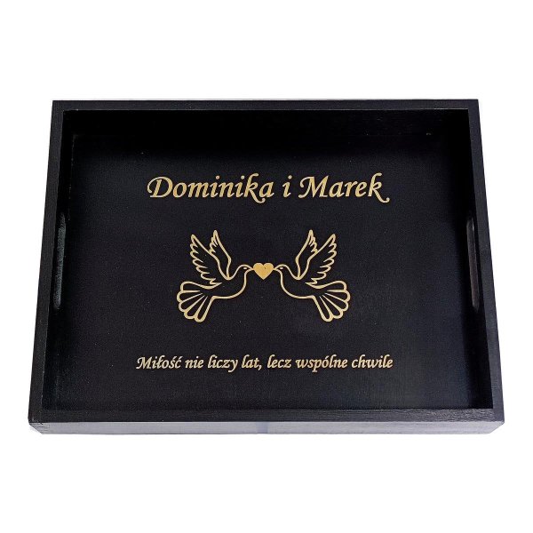 Taca Drewniana z Grawerem 40×30 cm – Czarna