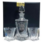Zestaw do Whisky z Grawerem na Rocznicę Ślubu – Kryształowa Karafka i 2 Szklanki QUADRO