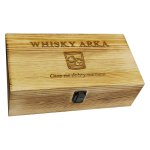 Zestaw Prezentowy do Whisky z Grawerem – 2 Szklanki, Kamienie i Szczypce w drewnianej kasetce