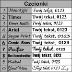 Lista czcionek na Karafkę z Grawerem do Whisky w Skrzynce QUADRO