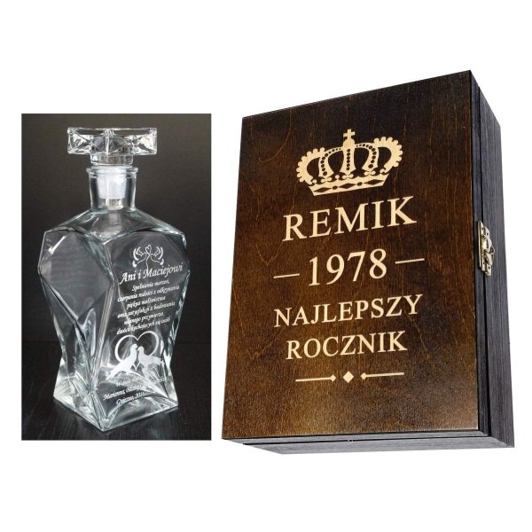 Karafka z Grawerem do Whisky i Nalewek w Skrzynce